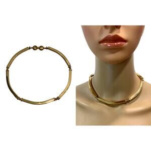 Vintage 70s 80s Monet Gold Bar Choker Necklace | Articulated | 15"
